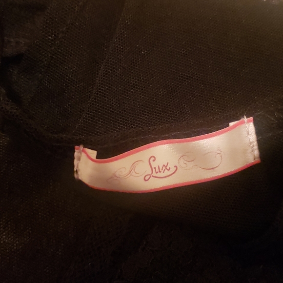 Lux Sheer Lace Overlay Peplum Top Black Small - Picture 16 of 16